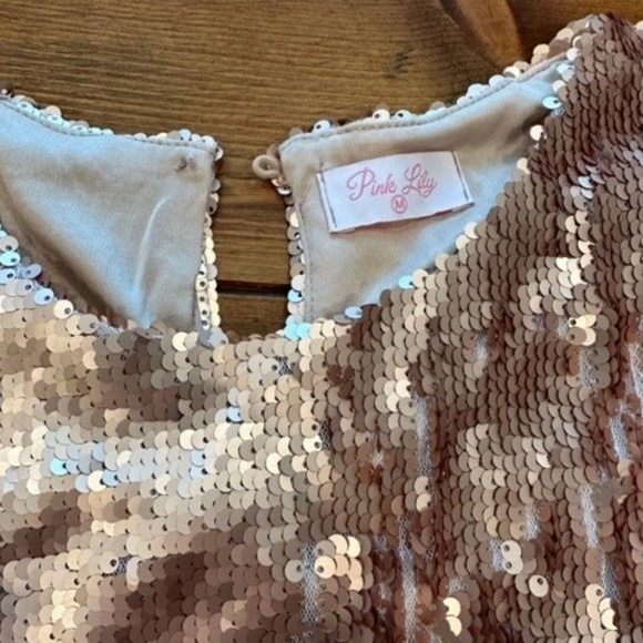 Pink Lilly Rose Gold Mini Sequin. Dress - Picture 4 of 5